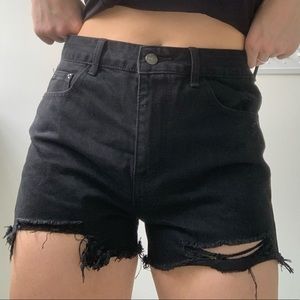 Nasty Gal Black Denim Shorts (M)